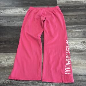 Under Armour‎ UA Pink Womens L Semi Fitted Cold Gear Wide Leg Sweatpants Fleece
